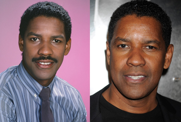 Denzel Washington as Dr. Philip Chandler on St. Elsewhere in 1985 and Denzel Washington in 2012